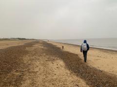Heading up the beach towards Caister and California.  Heavy rain about to start, not a shelter in sight, we got very wet!